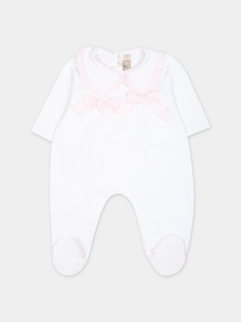Tutina bianca per neonata con fiocchi